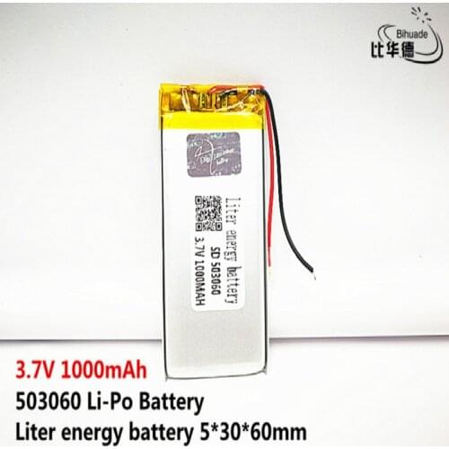 5pcs Liter energy battery Good Qulity 3.7V,1000mAH,503060 Polymer lithium ion / Li-ion battery for TOY,POWER BANK,GPS,mp3,mp4