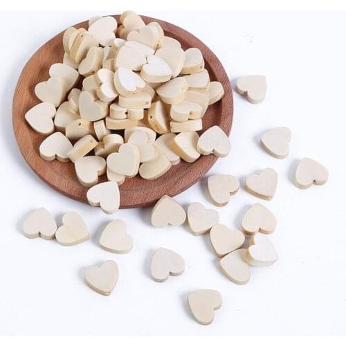 50pcs 21mm Heart Shape Natural Wood Beads Crafts Wooden Loose Beads for Home and Holiday Decor DIY Jewelry Making