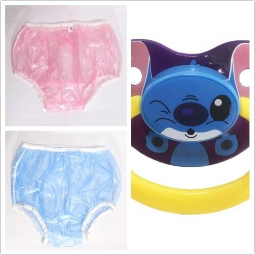 ABDL adult diaper pvc reusable 3pcs pant diapers onesize plastic bikini bottoms DDLG adult baby new underwear blue diapers