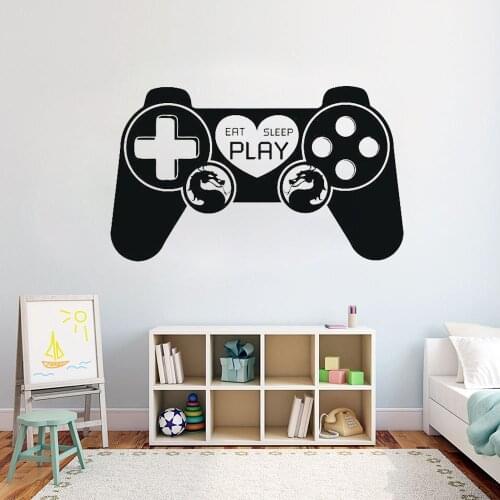 Gamepad Decal for Boy Playroom Bedroom Gamer Game Zone Decor Removable Quote Wall Stickers Wallpaper Kids Rooms Eat Sleep G712