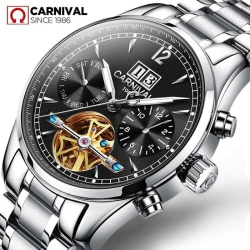 Carnival Brand Military Watch Fashion Luxury Waterproof Luminous Automatic Mechanical Watches For Men Clock Relogio Masculino