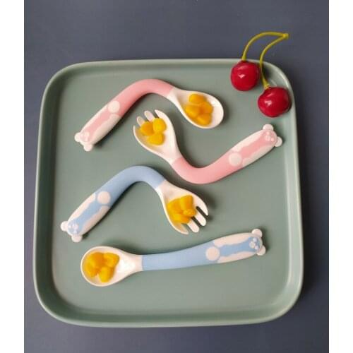 Children Twist Fork Spoon Suit Portable Baby Supplement Food Ladle Tableware Learning Eat Spoon Flexible Spoon 0-3 Years Old