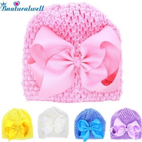Bnaturalwell Casquette Enfant Crochet Baby Girl Hat With Bow Toddler Beanie Infant Girls Caps Shower Gift Bow Cap H827