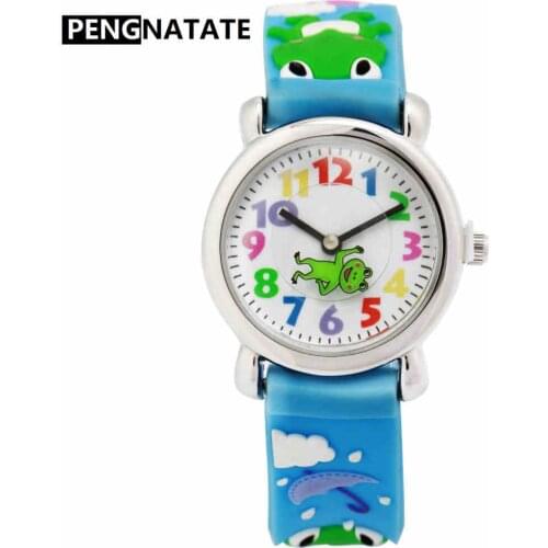 PENGNATATE Children Bracelet Wristwatch Cute 3D Cartoon Frog Blue Strap Kids Watch for Boys Girls Gifts Fashion Silicone Watches