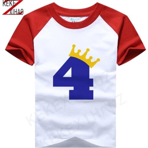 Girls Happy Birthday Number 4-6 Letter Print T Shirt Baby Summer Top Cute Boys Kids Clothes Birthday Gift Number T-shirt