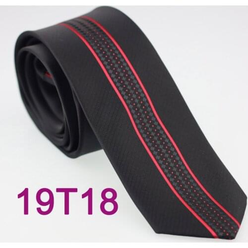 YIBEI Coachella Ties Black Geometric Red Dots Vertical Striped Necktie Skinny Mens Neck Tie 6cm Narrow Ties Jacquard Woven