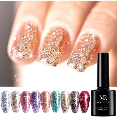 New 7.3ml Flash Glitter UV Gel Nail Polish Laser Silver Series Led Nail Gel Varnish Shining Nail Varnish Sequins Gel for Nail