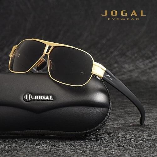 JOGAL Full Rim Sunglasses Mens Gold Color Polarized Classic Sun glasses Man Coating Lens Driving Male Shades 8516