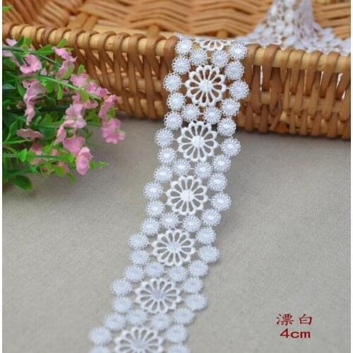 3 Meters Beautiful Venise Lace Trims Fabric for Wedding Decoration Hot Sale 3.5cm Width White Flower Design Lace Trims