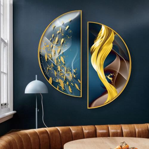 Round decorative painting into the porch living room combination semicircle hanging painting crystal porcelain painting