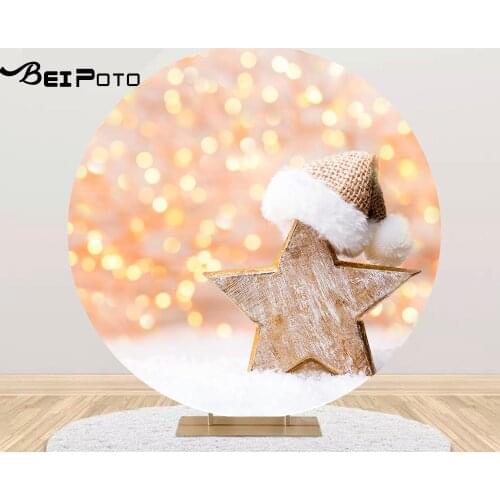 Round circle background christmas light star baby shower backdrop happy new year kids birthday Party decor table Cover YY-599