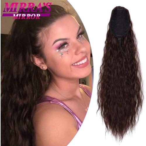 Kinky Curly Ponytail 24inch Wrap Around Ponytail Clip in Long Wave Ponytail Synthetic Hair Extensions Natural Hairpiece