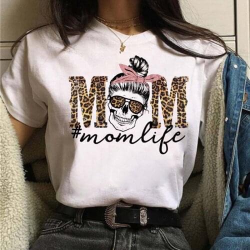 Leopard Skull Head Mom Life Print Women T Shirt Short Sleeve O Neck Loose Women Tshirt Ladies Fashion Tee Shirt Tops Clothes