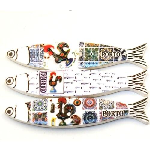 Porto Sardine Fish Machine Printing 3D Resin Fridge Magnet Refrigerator Tourism Souvenir Collectibles Gift