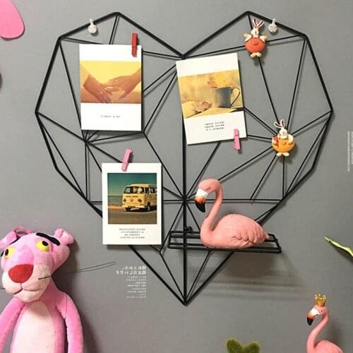 DIY Iron Grid Multi-Frame Wall Decorate Love Heart Metal Wall Mesh Grids Hanging Creative Photo Storage Shelf Memo Board