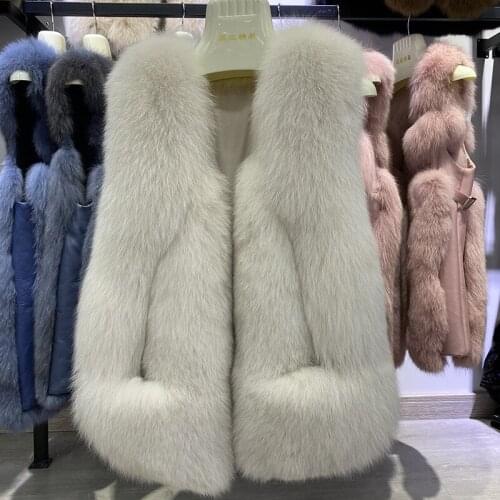 Fashion Natural Real Fox Fur Vest Jacket Coat Gilet Women Short Sleeveless Winter Thick Warm Genuine Fox Coats Free Shipping