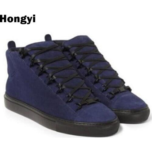 Fashion High top Mens Casual Shoes High Quality Men Suede Leather Lace Up Sneakers men zapatos de hombre