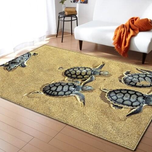 Nordic Carpets Soft Flannel 3D Turtle Printed Area Rugs Parlor Mat Rugs Anti-slip Large Rug Carpet for Living Room Decor