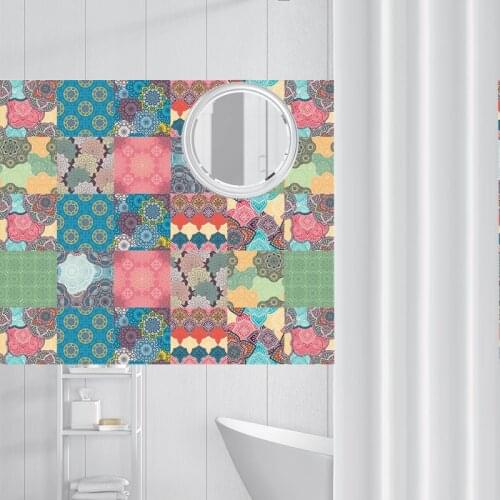 Multicolour Pattern Tile Floor Sticker 20*100cm PVC Bathroom Kitchen Waterproof Wall Sticker Home Decor TV Sofa Wall Art Mural
