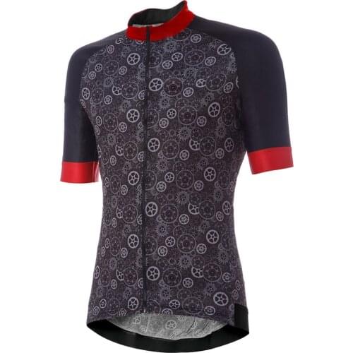 NEW Woman Gear Pattern Short Sleeve Shirt Cycling Jersey BIke Clothing Bicycle Wear Black