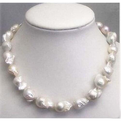 Rare Huge 15-25MM WHITE SOUTH SEA BAROQUE KESHI AKOYA PEARL NECKLACE 18"