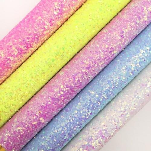 Amonglitter Pastel Chunky Glitter Leather Fabric Sheets, Glitter Fabric for DIY Bows Bags and Shoes 21x29cm A4 size MB010A