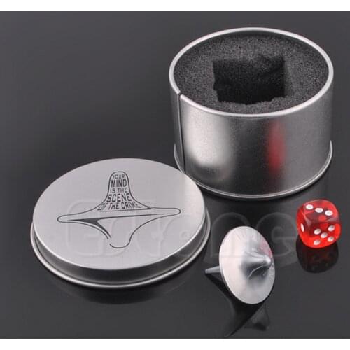Silver Inception Zinc Alloy Spinning Top Totem with Plastic Dice Gift Collection