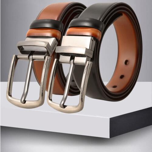 New Double-sided Men Belt Alloy Rotary Buckle Belt Classic designer High Quality Available Business Leisure Jeans Belts