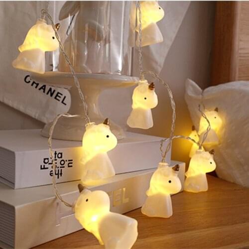 Christmas Lantern Unicorn Bedroom Deco Chains Indoor Led Lights For House String Battery Childrens Nightlights Lamp New Years