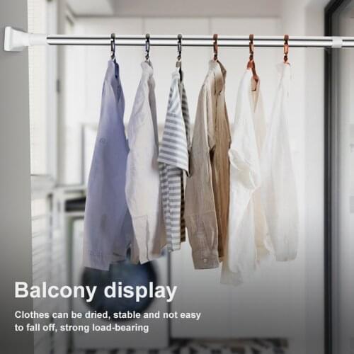 Telescopic Clothing Rod Punch-free Adjustable Shower Curtain Rods And Accessories Extendable Stainless Steel Simple Support Rod