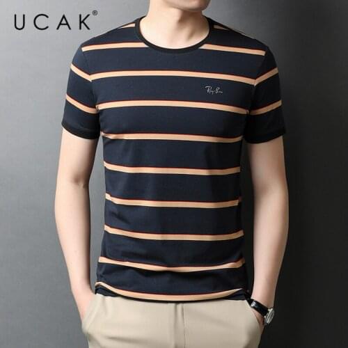 UCAK Brand Classic O-Neck Striped Short Sleeve T-Shirts Summer New Fashion Arrivals Streetwear Tops Casual T Shirt Homme U5554