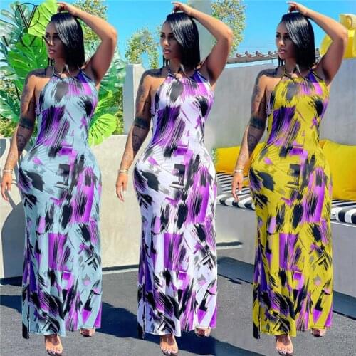 VAZN 2021 Spaghetti Strap Boho Suitable Sexy Night Party Sexy Club Birthday Party Shinny Maxi Dress Women Dress