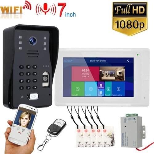 7 inch Wifi Wireless Video Door Phone Doorbell Intercom System with Wired Fingerprint RFID AHD 1080P Door Access Control System