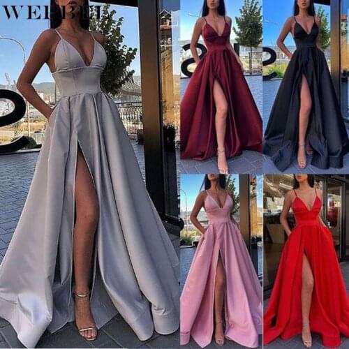 WEPBEL 2021 Womens Fashion Sexy Party High Waist Dresses Ladies Ball Gown Prom Cocktail Long Dresses Formal Evening Dresses