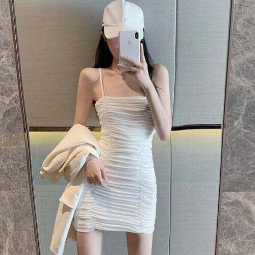 Dresses for Women Womens Pleated Suspender Tube Top Dress Vintage Sexy Dress Vestido De Mujer
