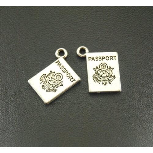 10Pcs 15x18mm Silver Color PASSPORT Charm Jewellery Pendant For Bracelet Necklace A824