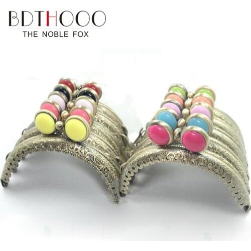 10pcs/lot 8.5cm Round Metal Purse Frame Handle for Clutch Bag Accessories Making Kiss Clasp Lock Bronze Tone Candy Bags Hardware