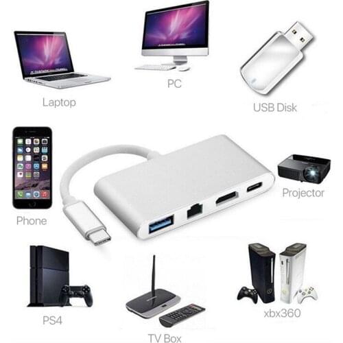 2018 New USB C to HDMI 4K+ RJ45 Gigabit Ethernet+ USB 3.1 Type C Hub Adapter