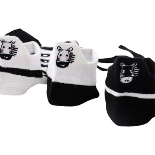 3 Pairs Animal Embroidery Women Socks Set Summer Thin Japanese Style Cotton Zebra Cow Print Cartoon Cute Ankle Socks Chausettes