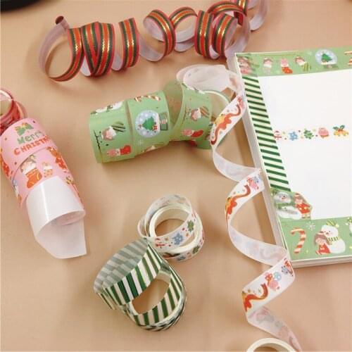 4Rolls/set Bronzing Christmas Snowflake Masking Tape Paper Stickers Hand Account Craft DIY Scrapbooking Diary Photo Album Decor