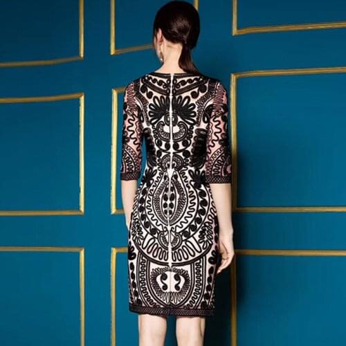 4XL Plus Size 2021 Spring Summer Black Women Bodycon Flower Embroidery Elegant Lace Red Sheath Dress