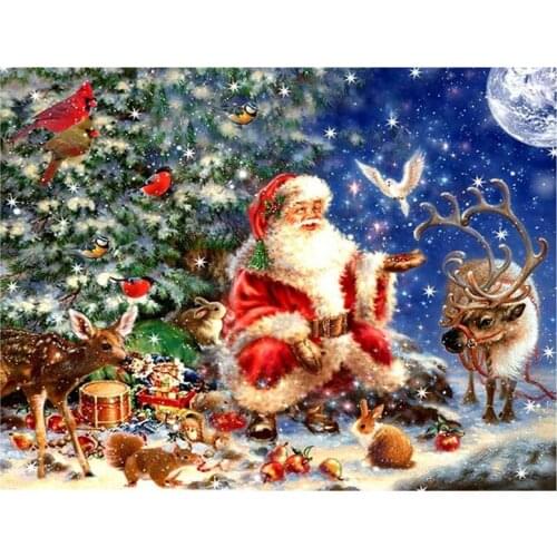 Full Square Round 5D Diy Diamond Painting Santa Claus and deer diamond Embroidery Christmas Cross Stitch rhinestone MosaicZP-166