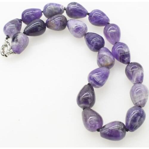 Amethyst drop 15*20MM necklace 17inch wholesale beads nature FPPJ woman wedding 2019 amazing