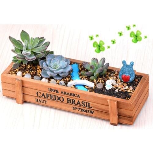 Wooden Garden Flower Pot Plant Tray Vintage Fern Succulent Planter Rectangle Box Home Desktop Decorative Garden Nursery Basin