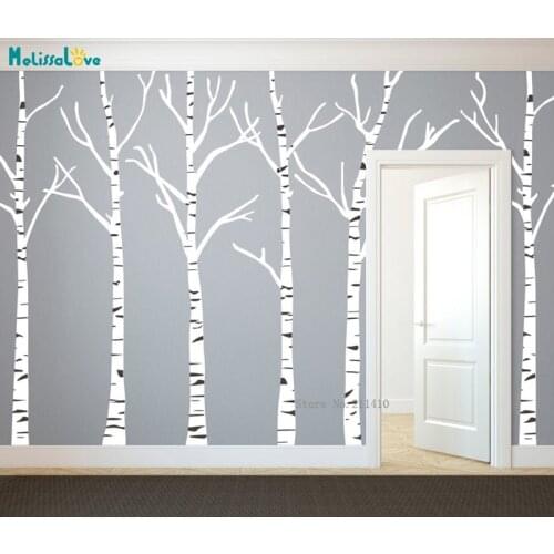 Birch Trees Silhouettes Forest Wall Decals Home Decor DIY Custom Colors Vinyl Art Stickers Removable YT5171