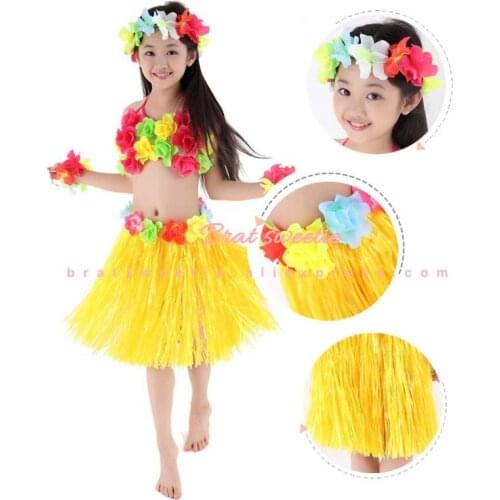 Hawaiian Party Decorations Flower Necklace Wreath Adults Beach Hula Skrit Dress Kids Girls Costume Summer Aloha Party Supplies