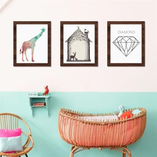 HAOCHU Modern Nordic Minimalist Forest Deer Animal Print Abstract Wall Pictures Canvas Fabric Painting Oil Poster Home Decor