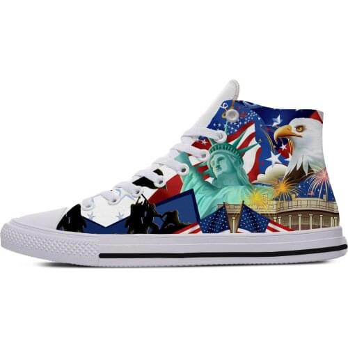 2020 Fashion Hot Woman Man Powerful America Breathable Lightweight Sneakers Board Shoes Quality High Help USA flag Canvas Shoes
