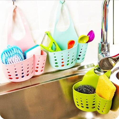 Kitchen Gadgets Portable Basket Home Kitchen Hanging Drain Basket Bag Drain Faucet Sponge Holder Organizer Gadget
