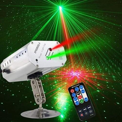 1 PC Mini Laser Light With Remote DJ Disco Light Voice Control LED Laser Projector Household Strobe Light With Bracket For Party
